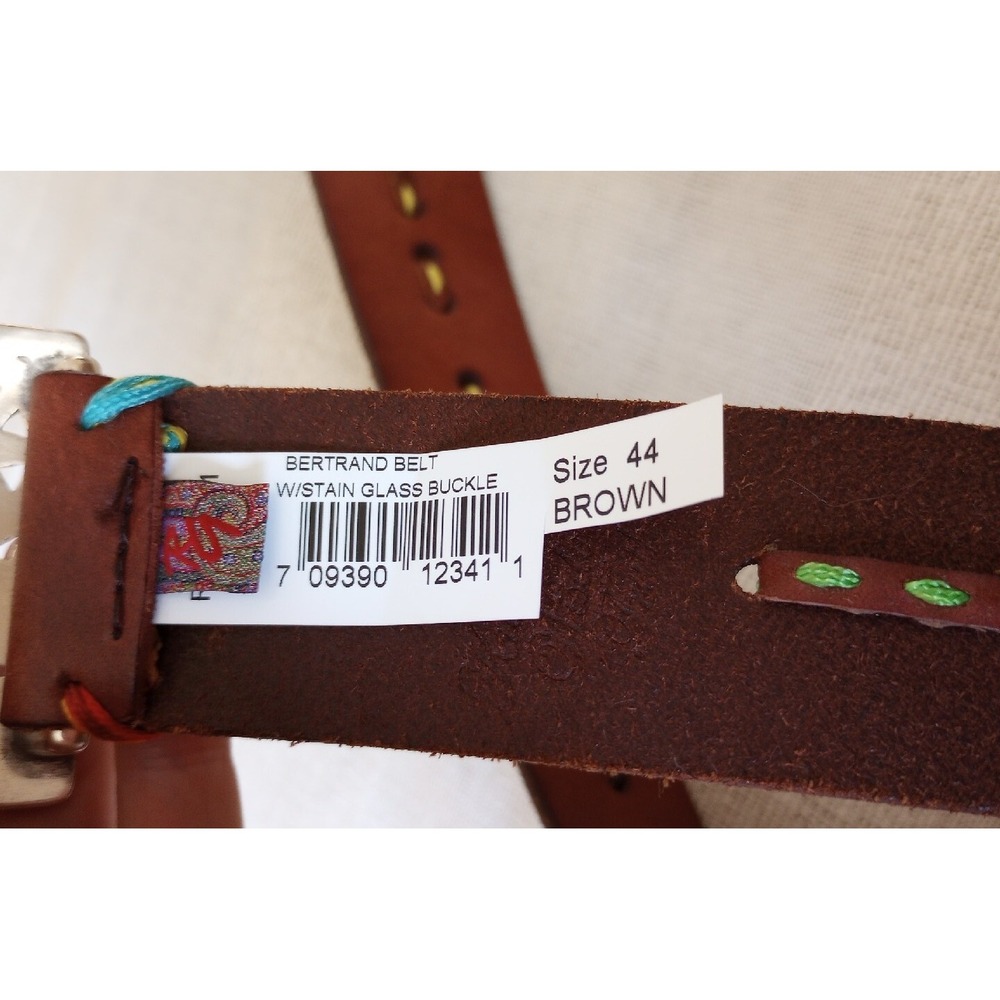 RG Bertrand Leather Belt W/Rectangular Silver Buckle Size:44 NWT Brown - Picture 8 of 9